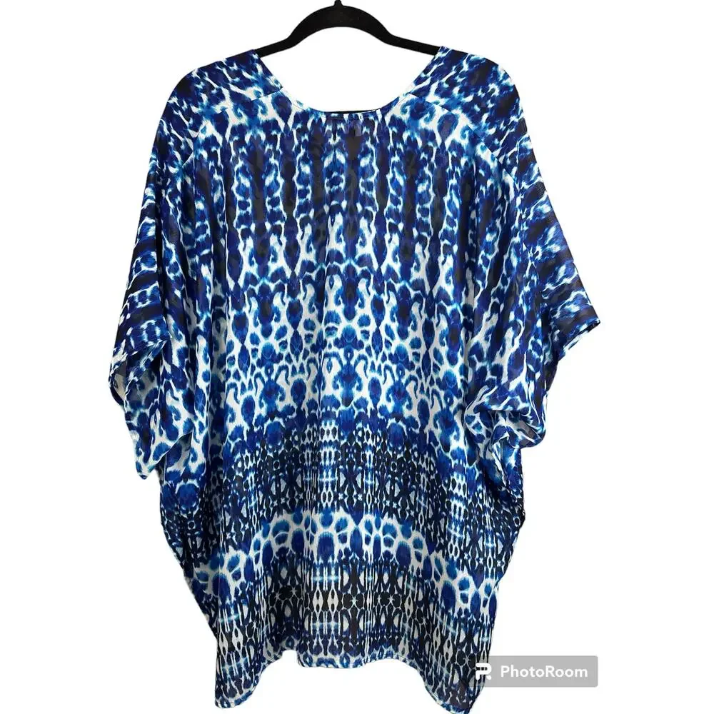 Show Me Your Mumu Peta World Tour Blue White Short Sleeve Tunic Size XS